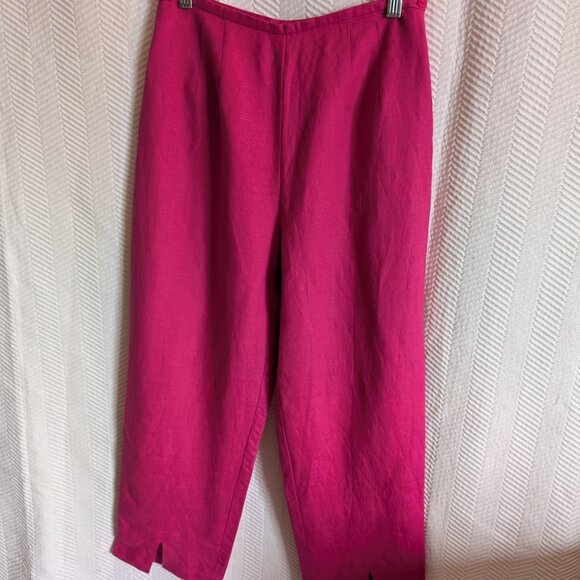 Haggar Women's Linen blend crop pants Fuchsia Hot Pink Summer Spring Size 6 - Picture 3 of 10
